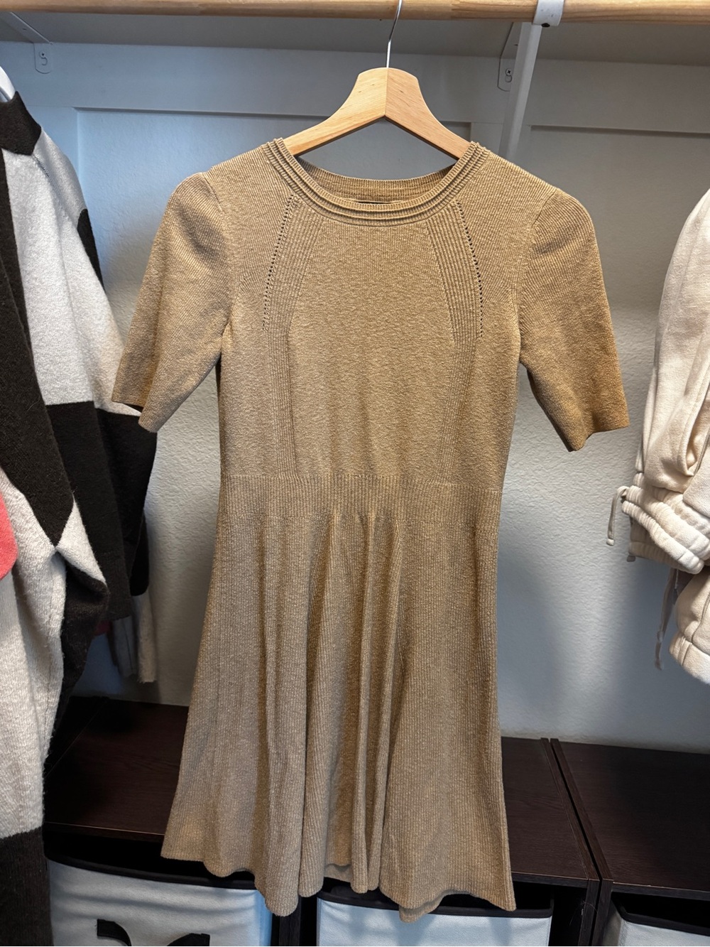 Banana Republic Camel Knit Fit & Flare Dress